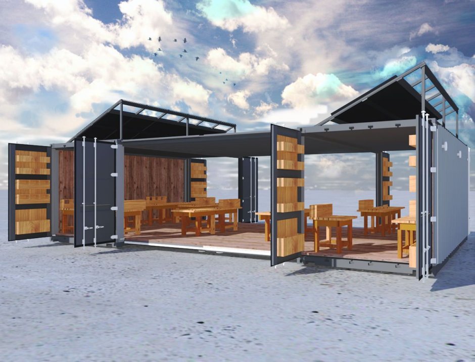 Морской контейнер с навесом