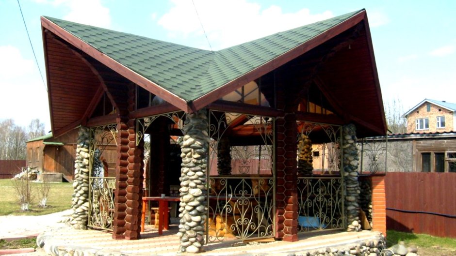 Беседка с мангалом 10 на 10