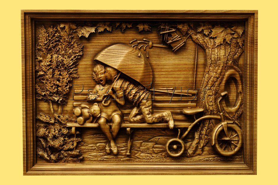 Объемное панно из дерева