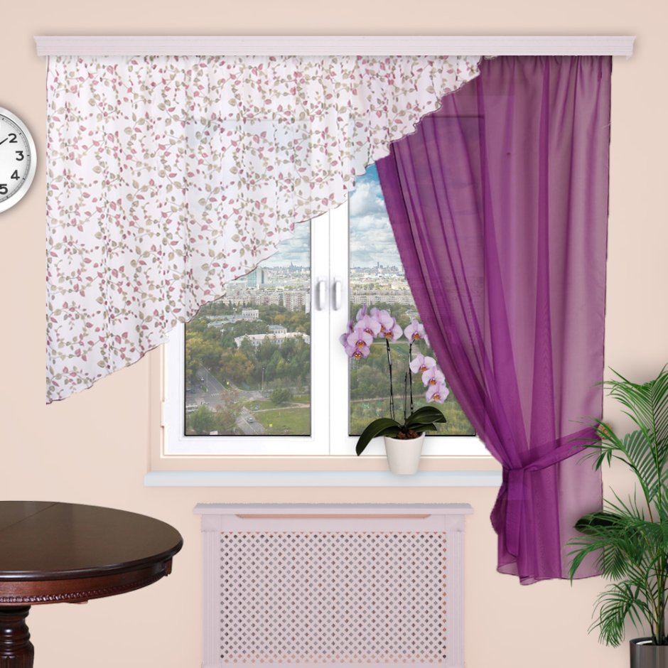 Ассиметричная занавеска на кухню