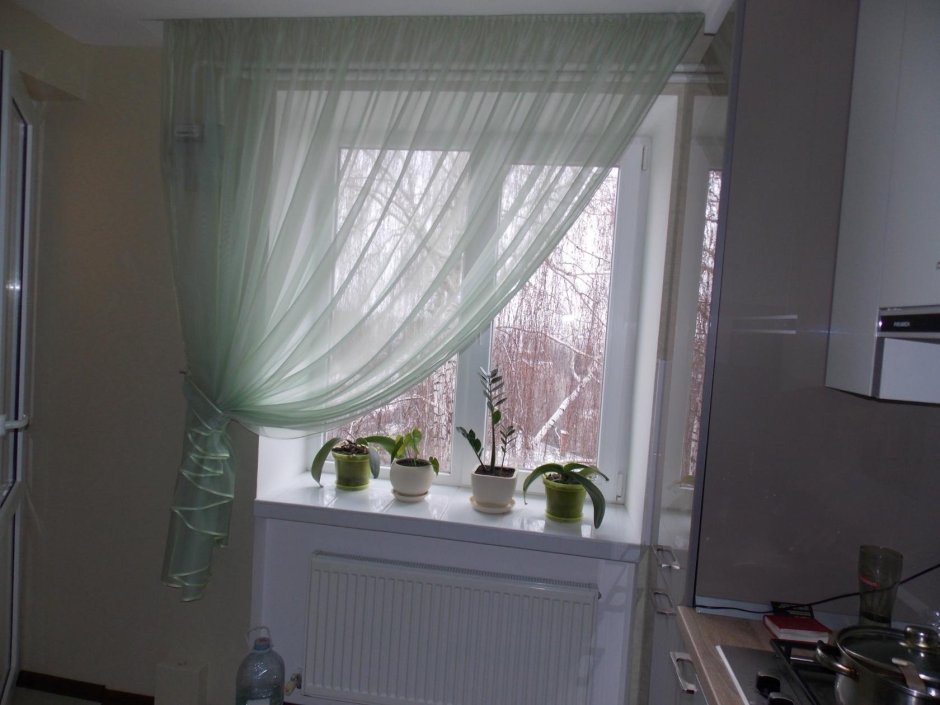 Тюль на кухню на одну сторону