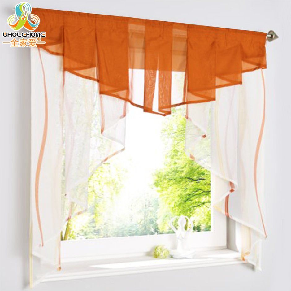 Двухцветная тюль на кухню