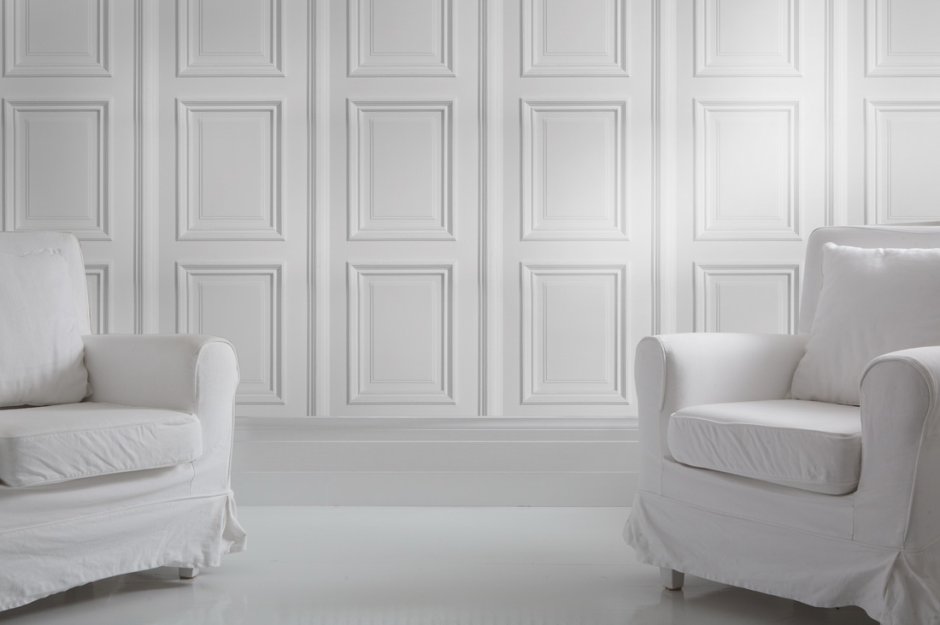 Белые деревянные стеновые панели