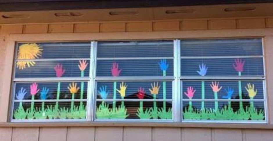 Украсить окна к осени в детском саду