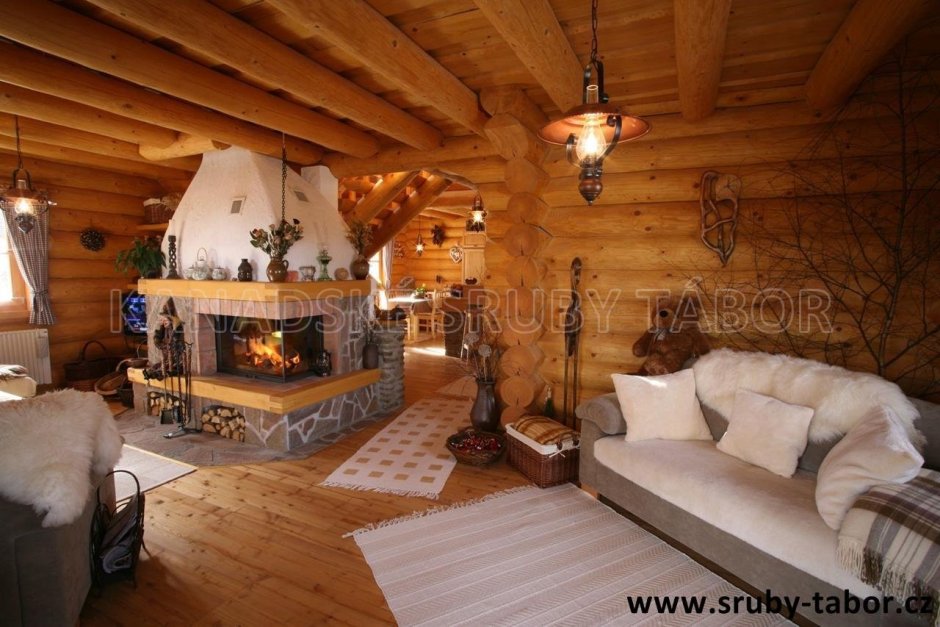 Дикий сруб интерьер