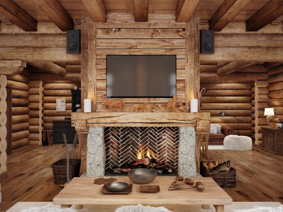 Камин в деревянном доме