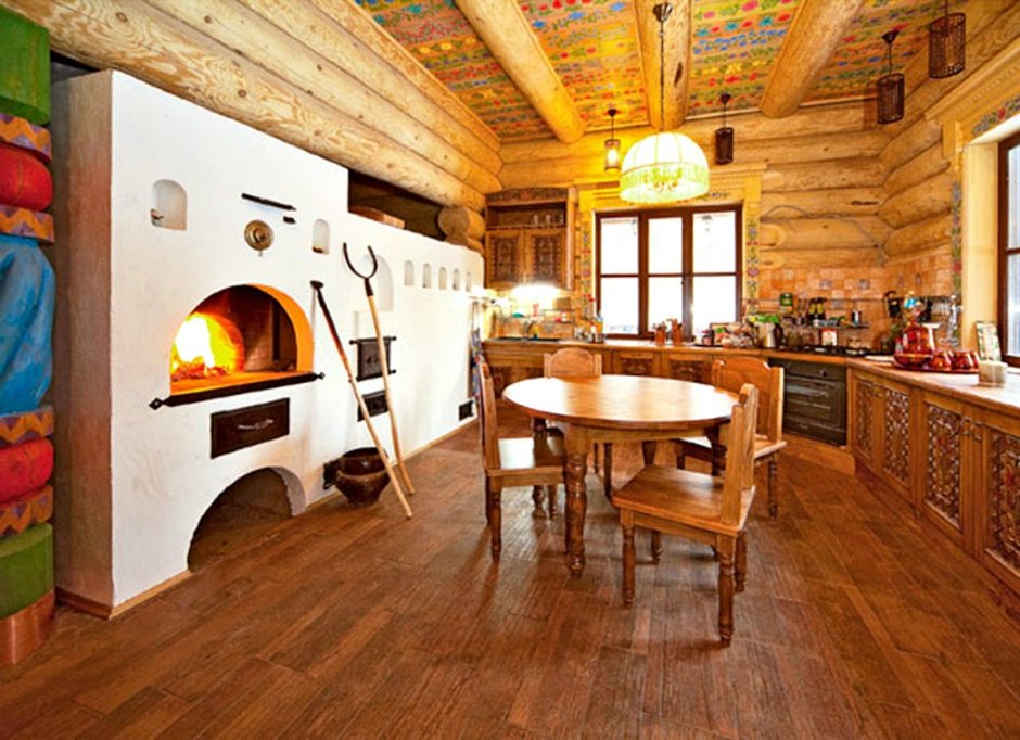 Интерьеер бане из бревна