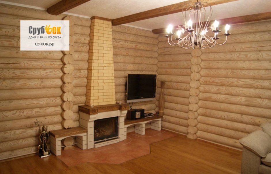 Камины в деревянных домах из бревна