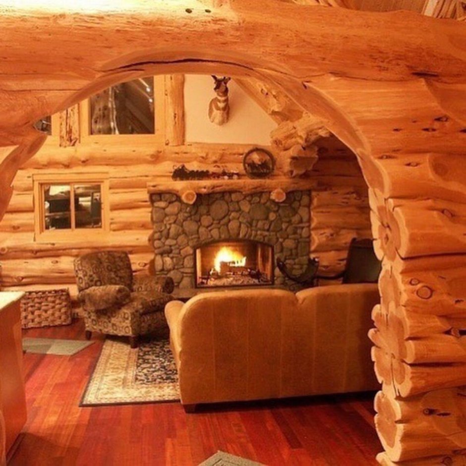 Интерьер в русском стиле в деревянном доме