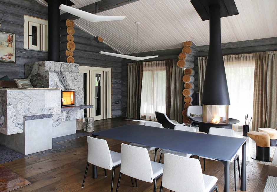 Интерьер в дачном доме сруб