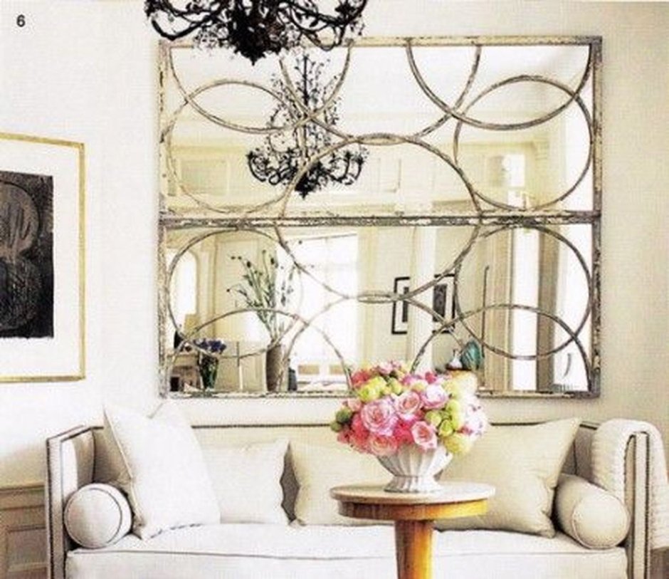 Зеркала в интерьере гостиной в современном стиле