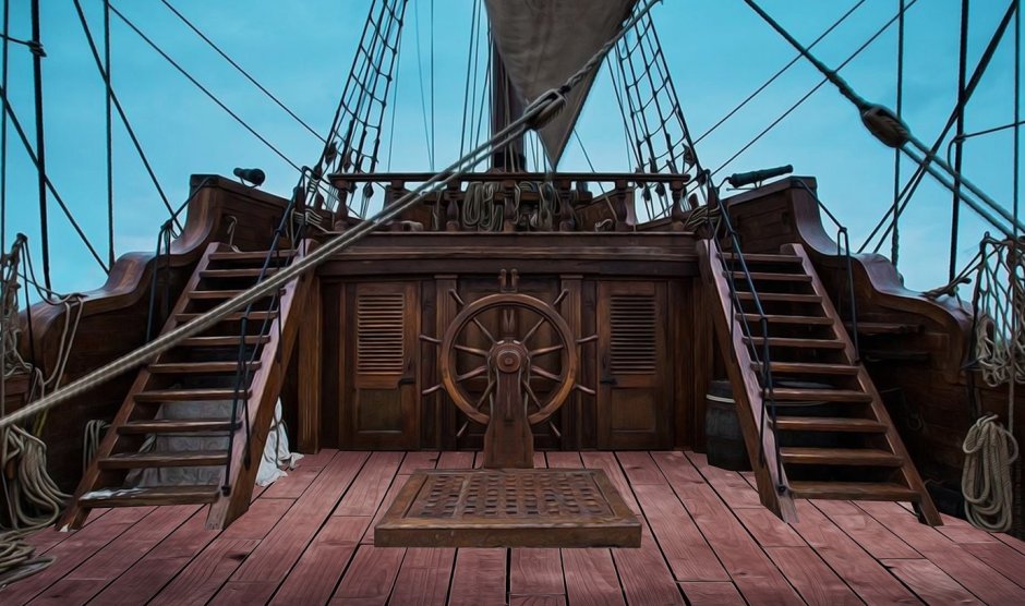Палуба корабля пираты Карибского моря