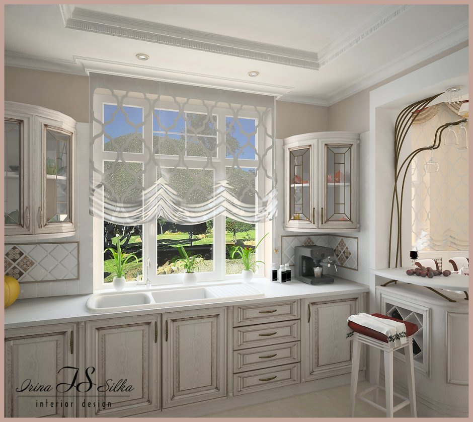 Классическая кухня с окном