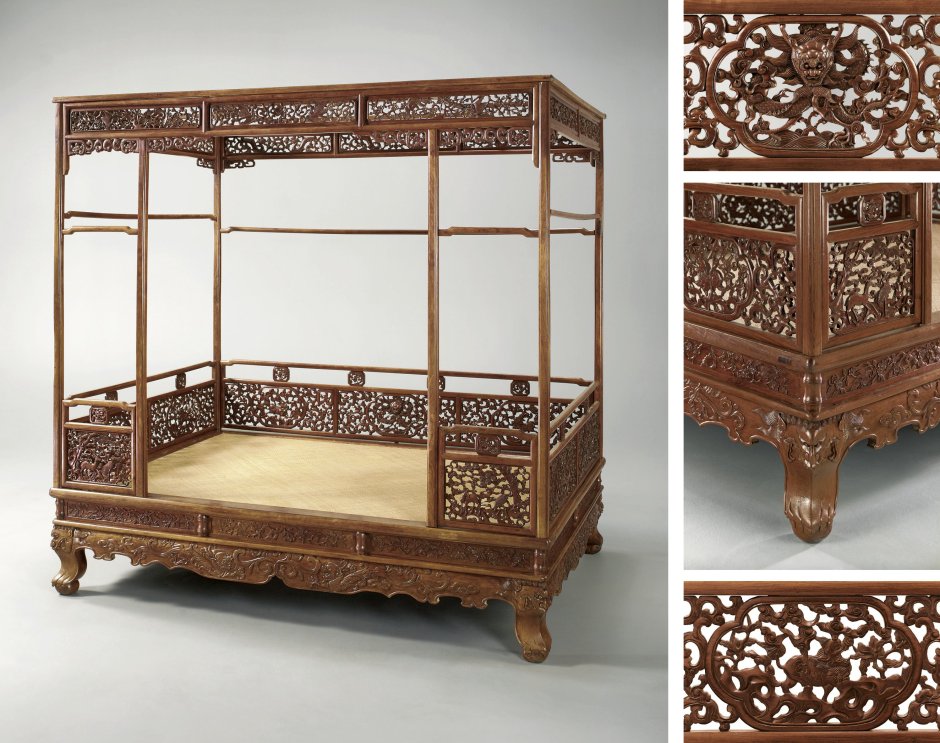 Древняя китайская кровать с балдахином