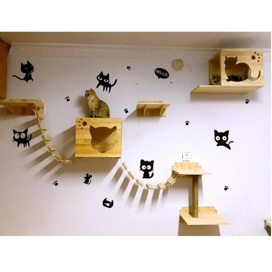 Домик для кошки на стене
