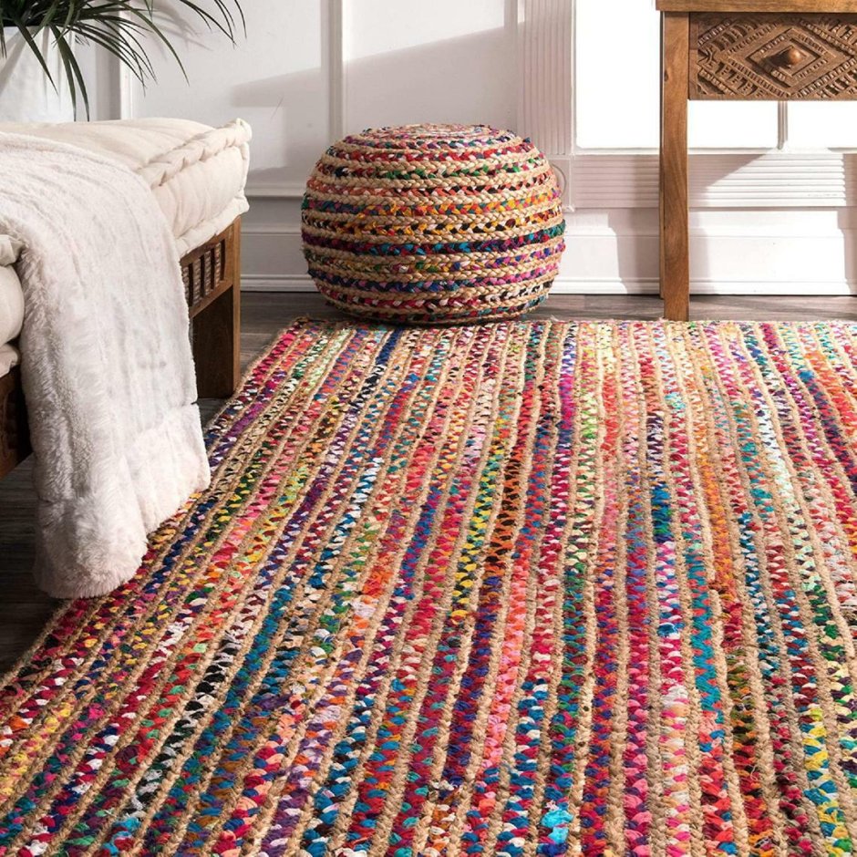 Вязаные плетеные коврики