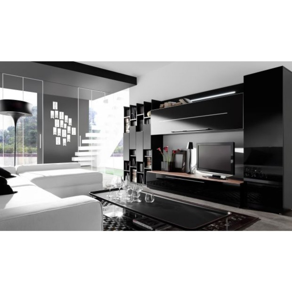 Стенка с черным стеклом