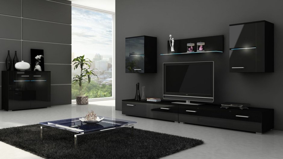 Мебель для гостиной черного цвета