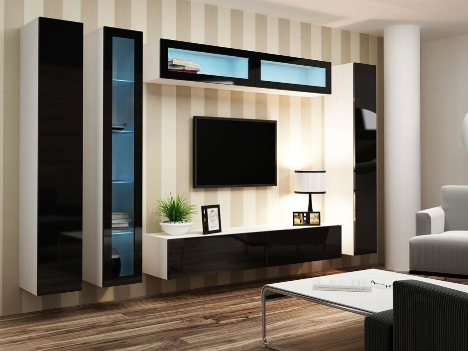 Стенка Vigo черный глянец