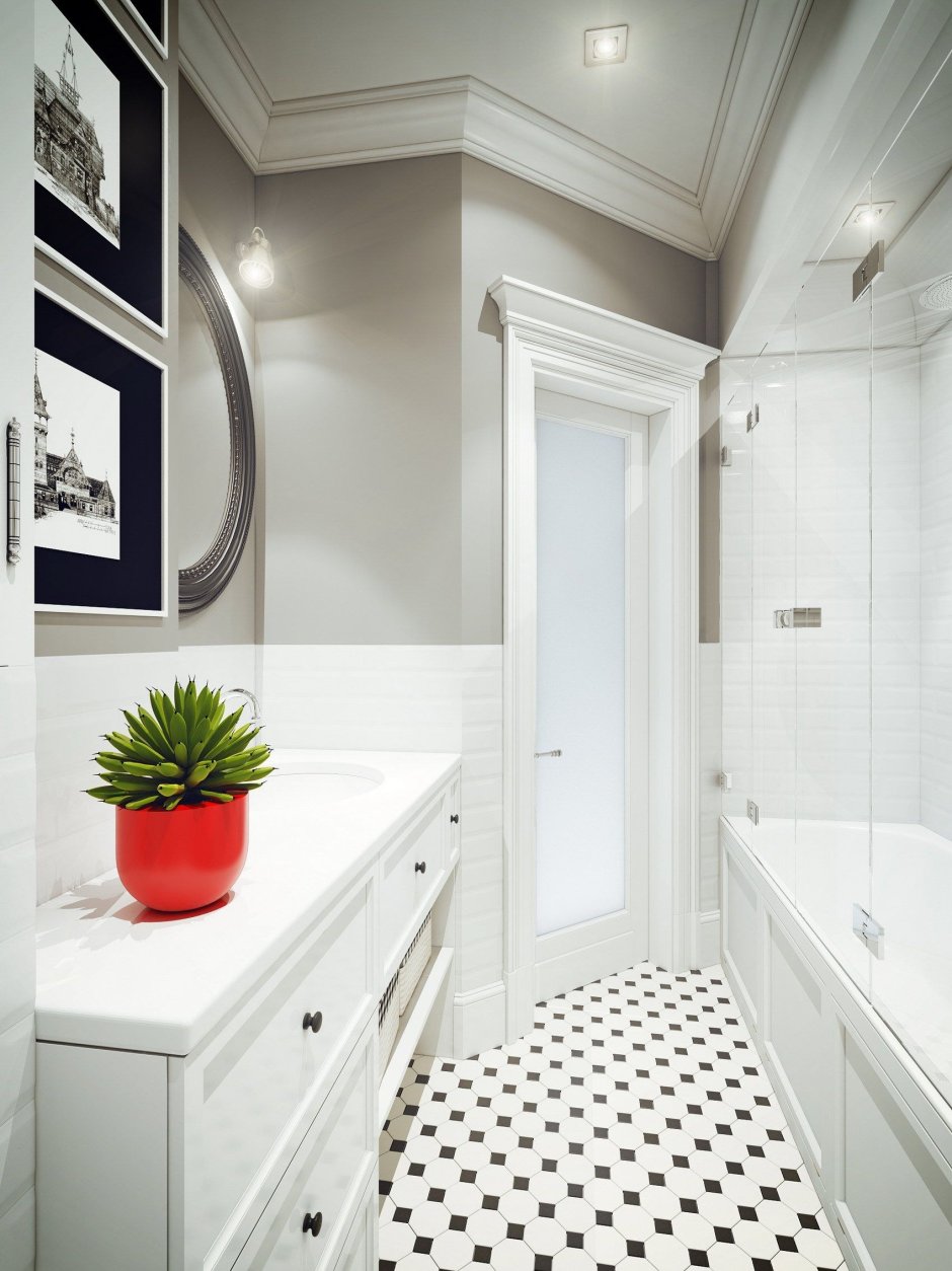 Ванная с высоким потолком