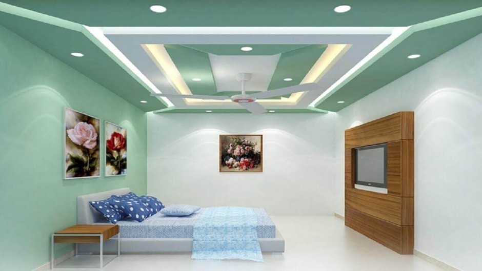Цветной потолок из гипсокартона