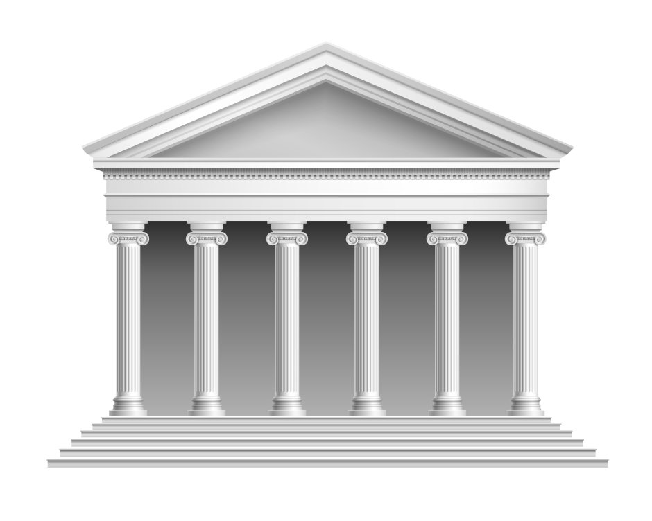 Белый с колоннами храм