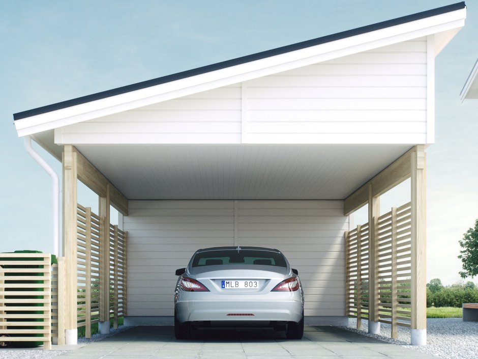 Крыша гаража с навесом