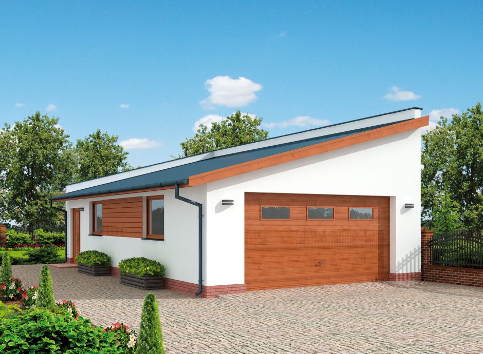 Гараж с навесом для машины