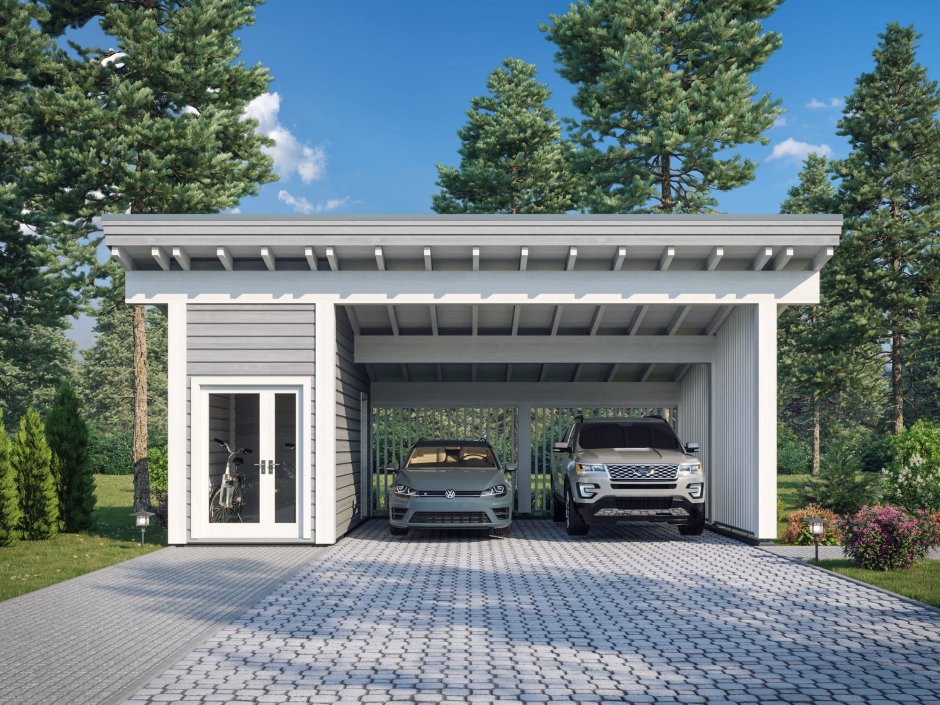 Гараж с плоской крышей