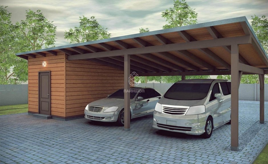 Гараж из имитации бруса