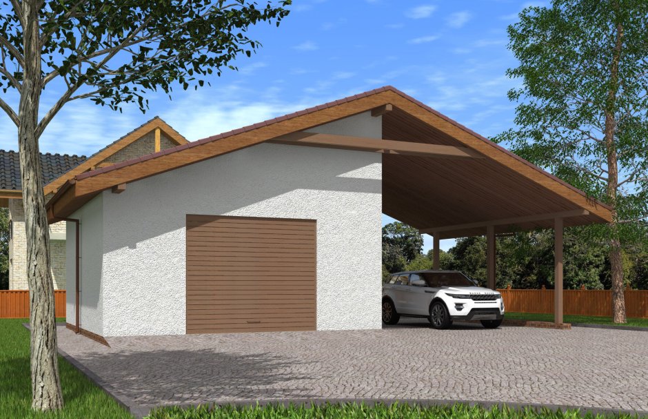 Дом с навесом для машины