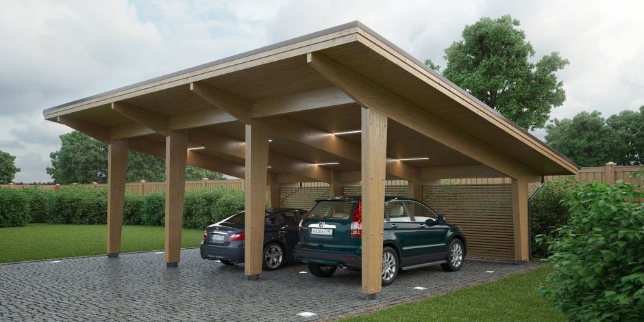 Навес деревянный односкатный 42 МХ 5м