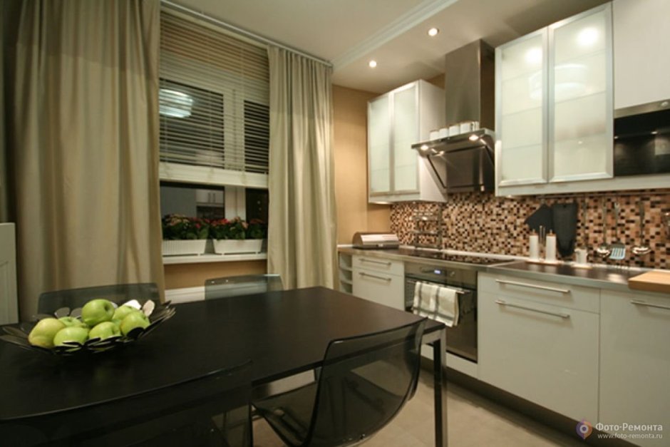 Коричневая кухня 9 метров