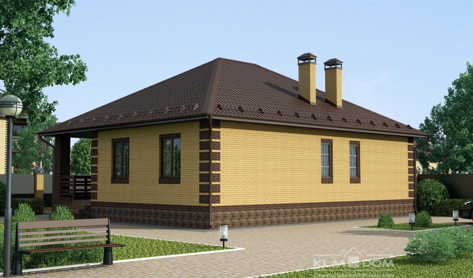 Одноэтажный дом 100м2 солома шоколад