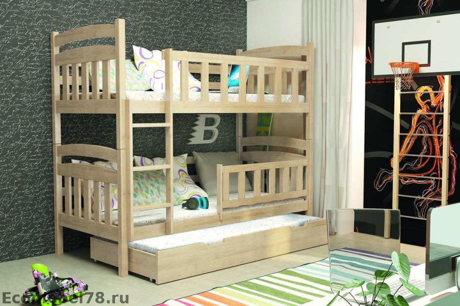 Двухъярусная кровать с колыбелью