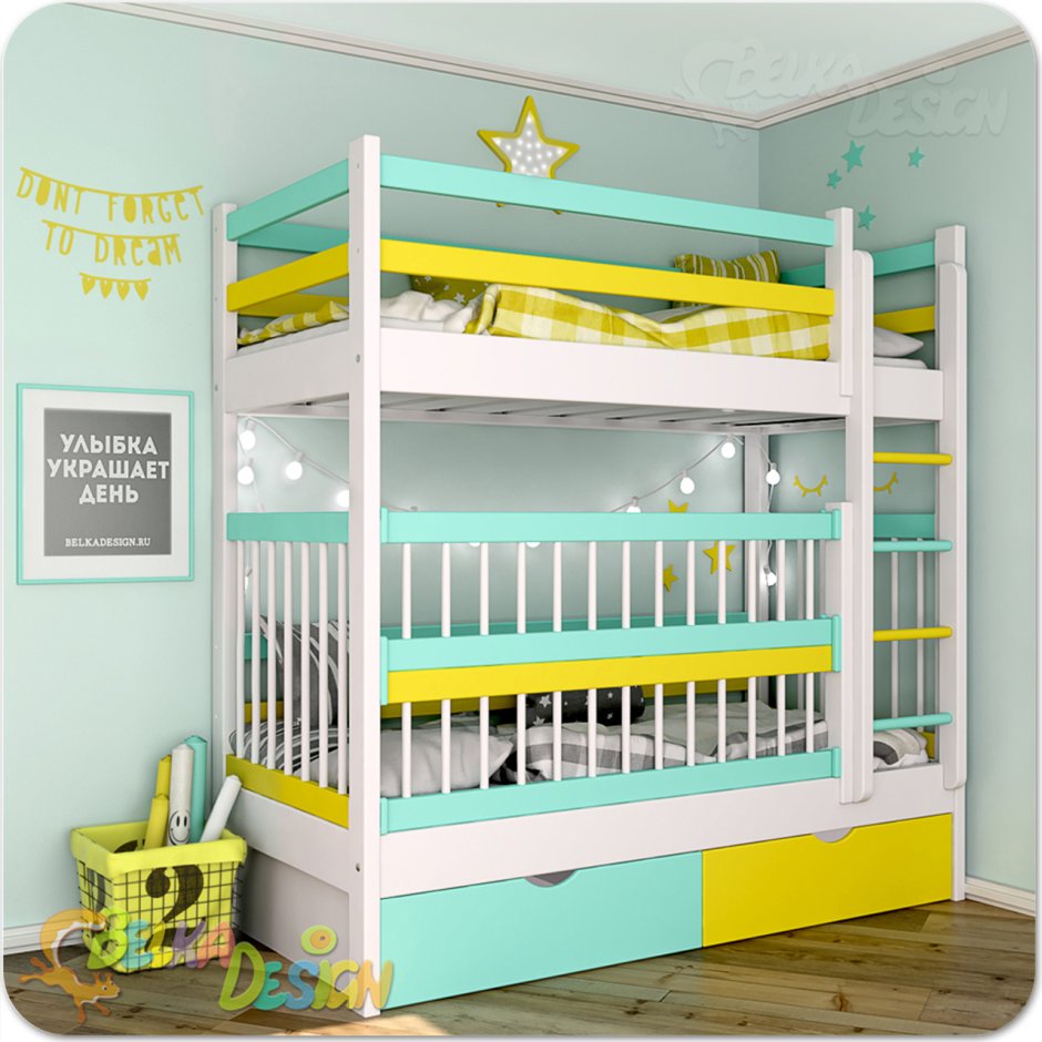 Двухъярусная кровать для грудничка и дошкольника