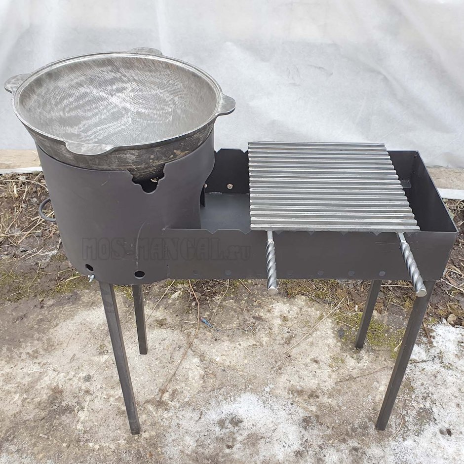 Печь-мангал "3в1" с печью под казан 12л крафт гриль