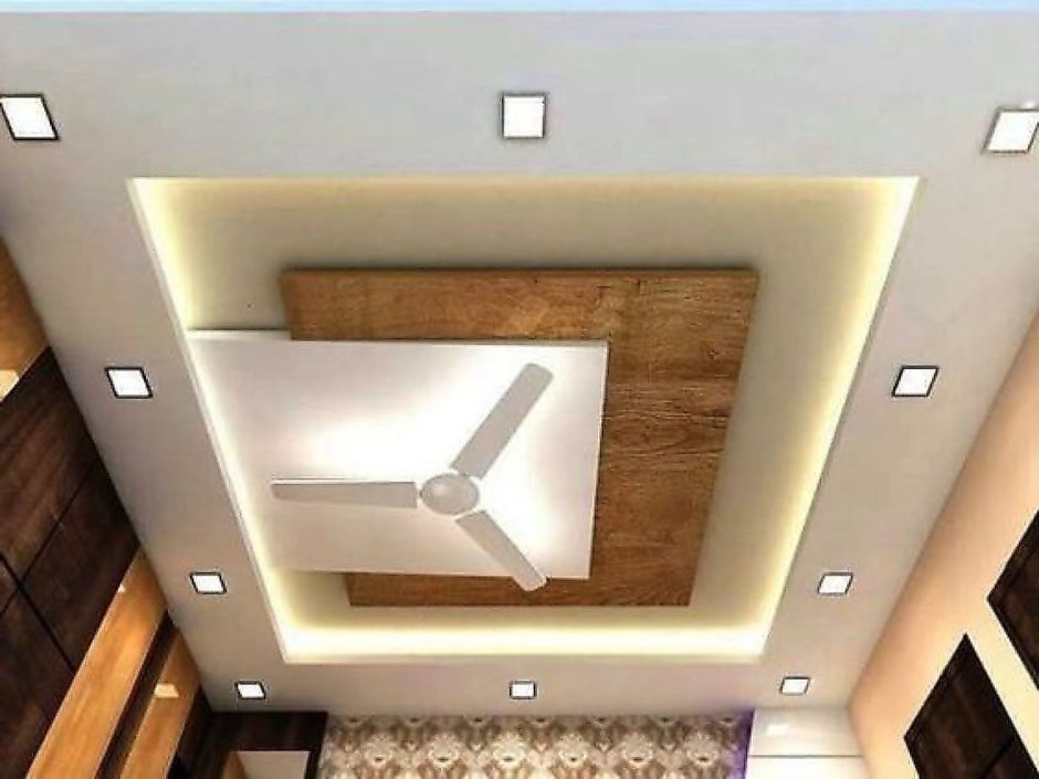 Гипсокартонный потолок на квадратный комната