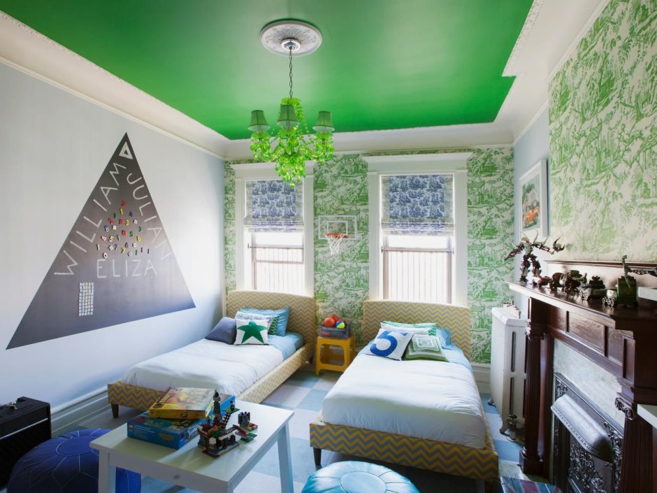 Комната для мальчика в зеленом цвете