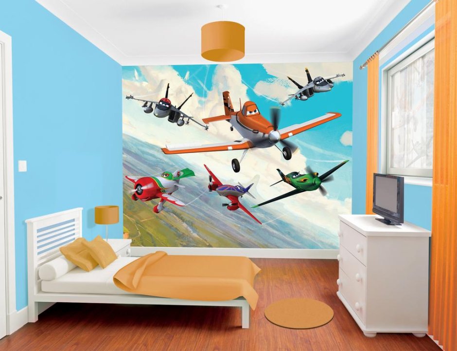Фреска самолет на стену