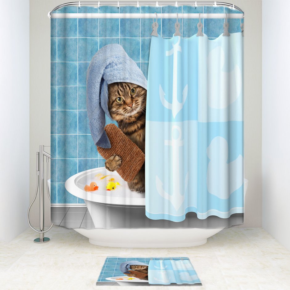 Занавеска для ванной с котиками
