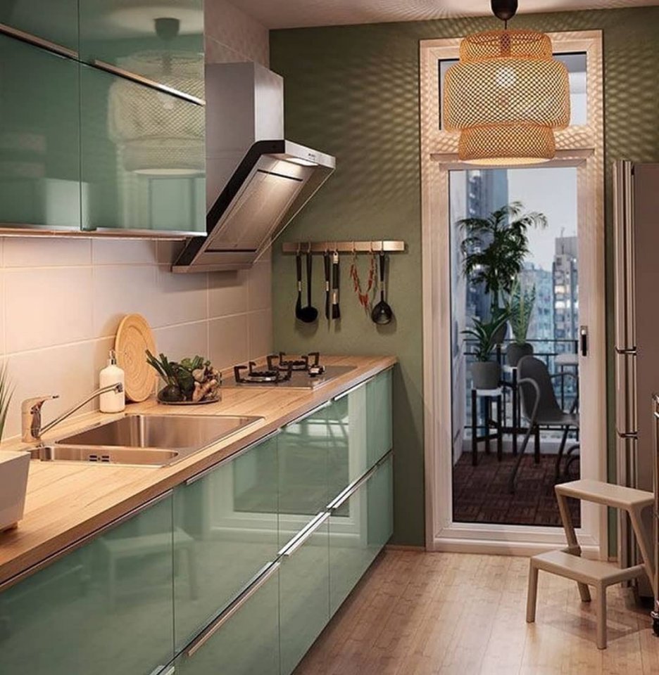 Кухня икеа Калларп зеленая