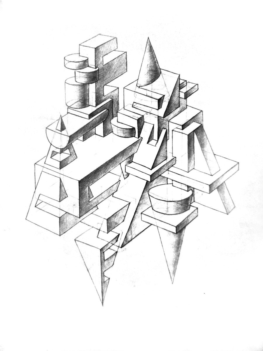 Пространственная композиция из геометрических фигур