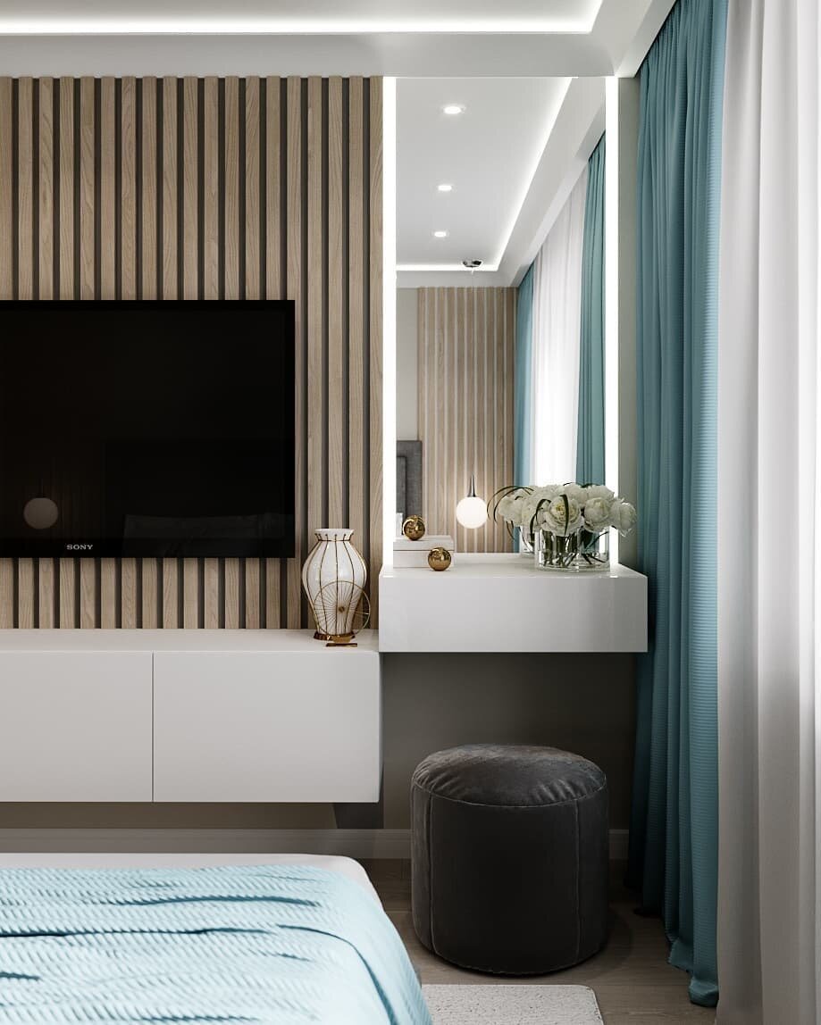 Гостиная с туалетным столиком и телевизором