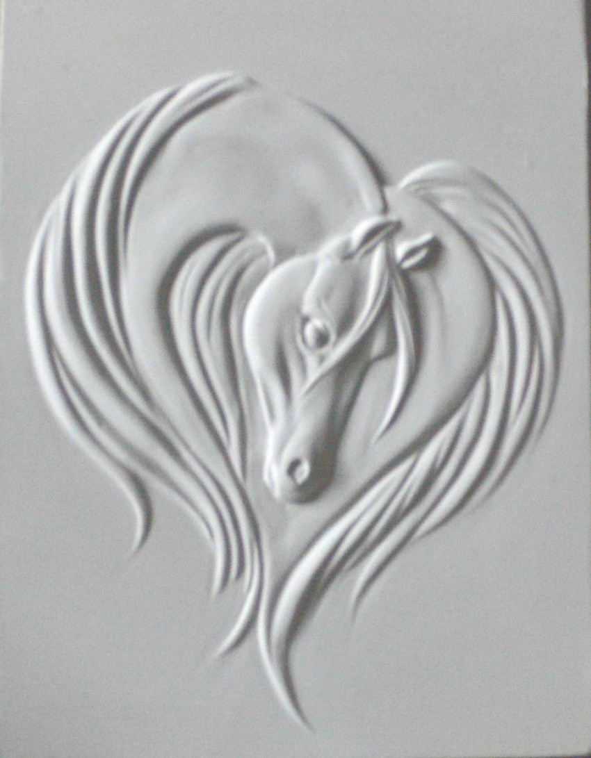 Гипсовый барельеф лошадь