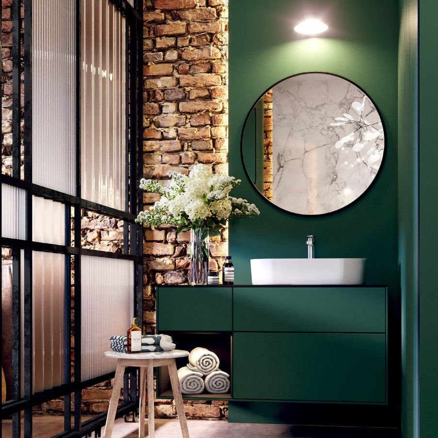 Санузел в темно зеленом цвете