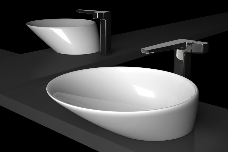 Раковина чаша со смещенным сливом