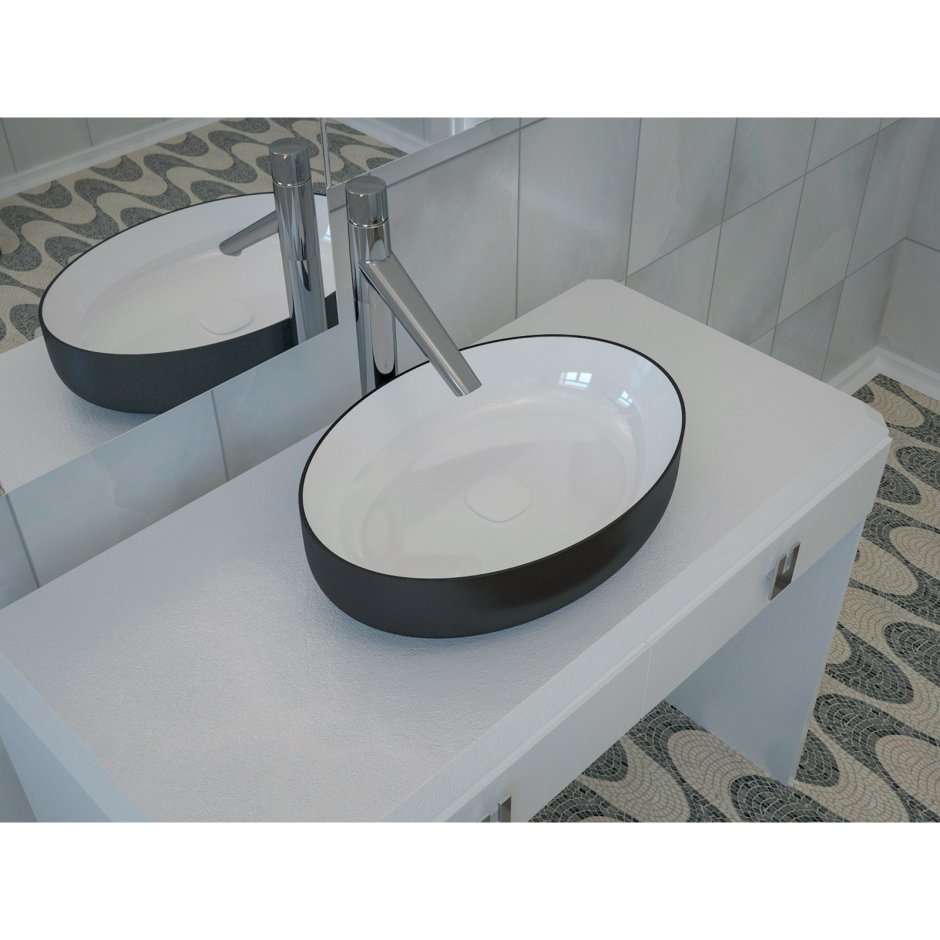 Раковина накладная на столешницу в ванную комнату серебро