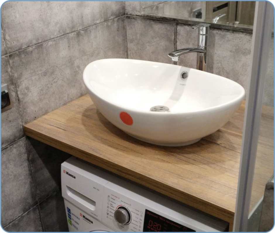 Накладная раковина на столешницу над стиральной машиной