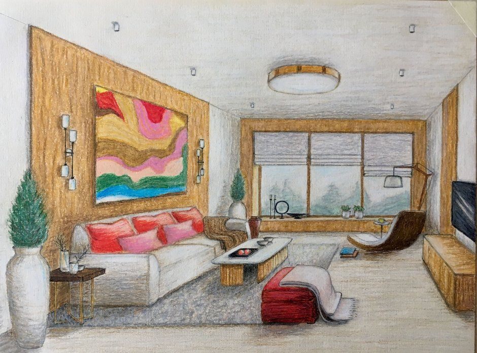 Эко стиль интерьер скетчи